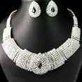 thumbnail image 1 of Opvise Women Lady Rhinestone Collar Rhinestone Statement Bib Necklace Earrings Set, 1 of 4