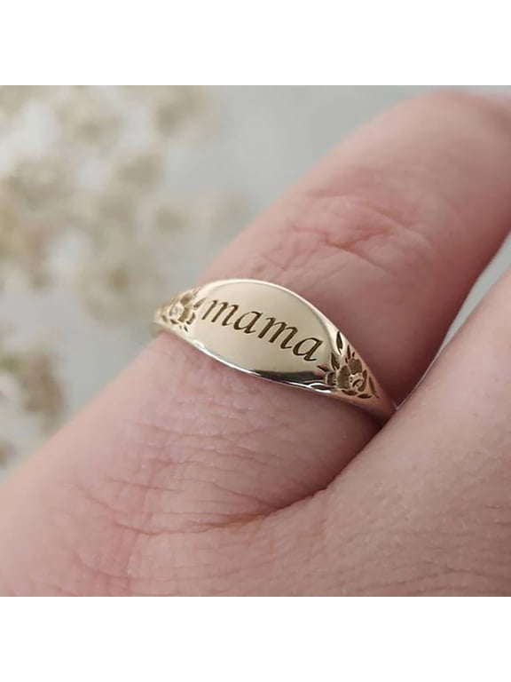 Women Mama Engraved Ring Family Anniversary Birthday Mothers Day Jewelry Gift