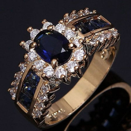 Opvise Women Vintage Cubic Zirconia Inlaid Band Finger Ring Wedding Party Jewelry Gift