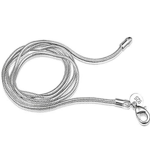 Opvise Women's Simple Design Faux Silver 2mm Snake Chain Lobster Clasp Necklace