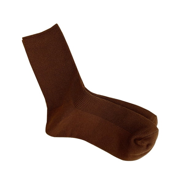 Opvise Womens Socks 1 Pair Ribbed Mid-tube Elastic Women Socks Simple Casual Solid Color Sports Socks Coffee