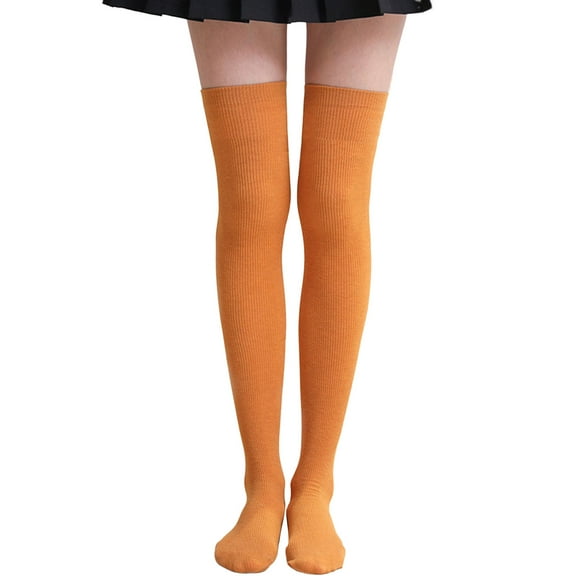 Opvise Womens Socks 1 Pair Thigh High Stocking Solid Color High Elasticity Thickened Stretchy Super Soft Leg Slimming Windproof Autumn Winter Women Over Knee Socks for Party Black