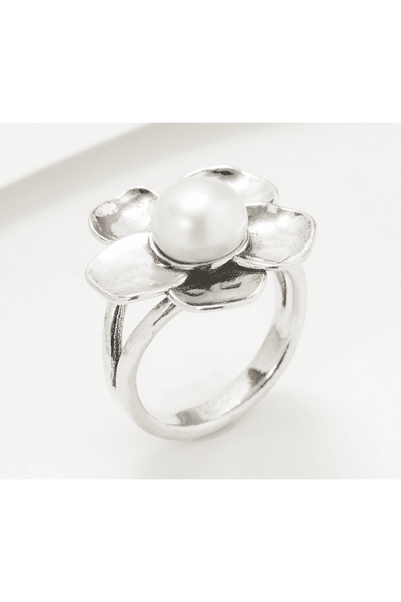 Sterling Silver Flower Ring, Size 5