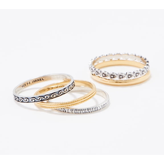 Or Paz Sterling Silver Goldclad Set of 5 Two-Tone Ring Set, Size 5