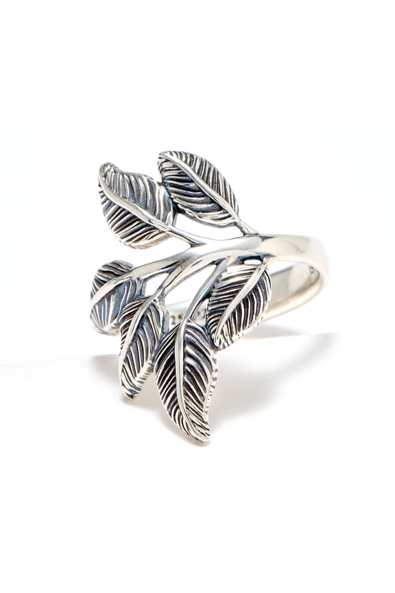 Sterling Silver Leaf Ring Size 6