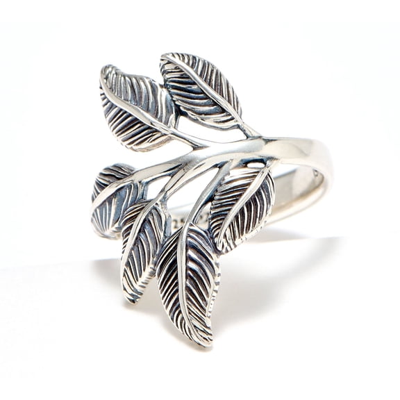 Or Paz Sterling Silver Leaf Ring, Size 8