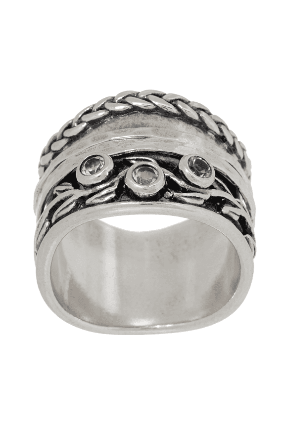 Or Paz Sterling Silver White Topaz Spinner Ring Size 9