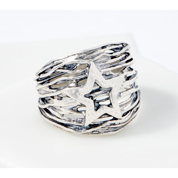 Or Paz Sterling Silver Wire-Wrapped Graduated Star Band Ring, Size 8