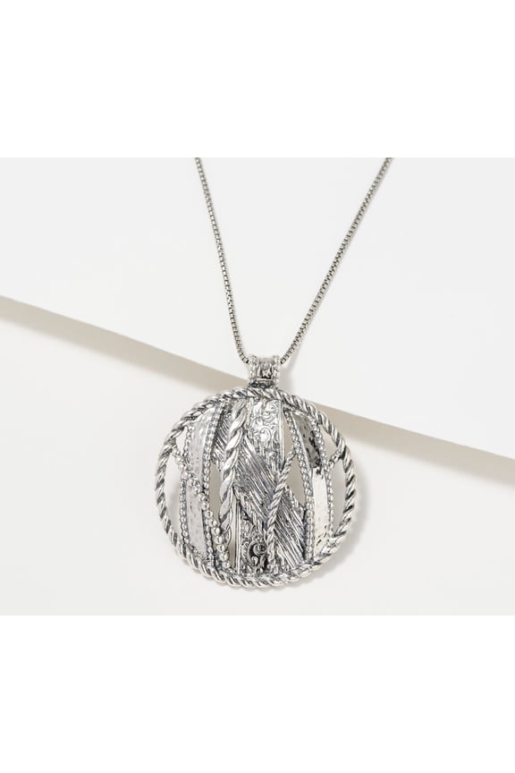 OrPaz Sterling Silver Textured Highway Pendant Necklace, 18"