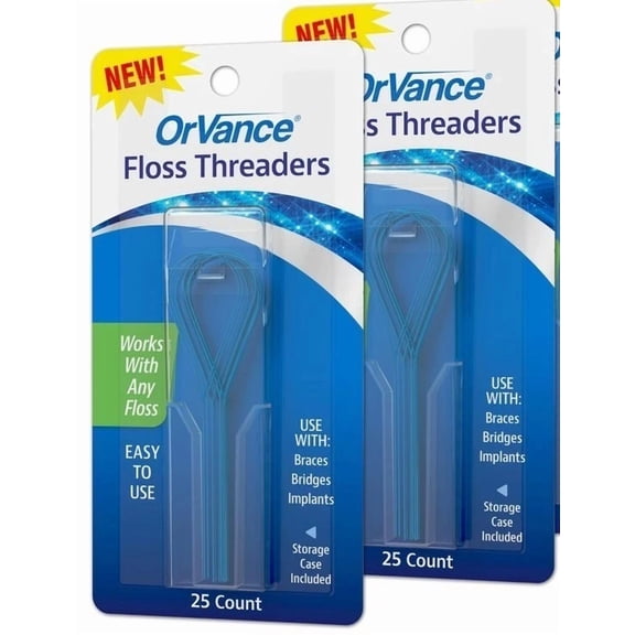 OrVance Floss Threaders Dental Floss Threaders to Deep Clean Braces, Bridges, and Implants Easy and Effective - 25 count (Pack of 2)