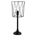 thumbnail image 1 of Ora 26 Inch Modern Table Lamp Square Cage Shade Round Metal Base Black - Saltoro Sherpi, 1 of 5