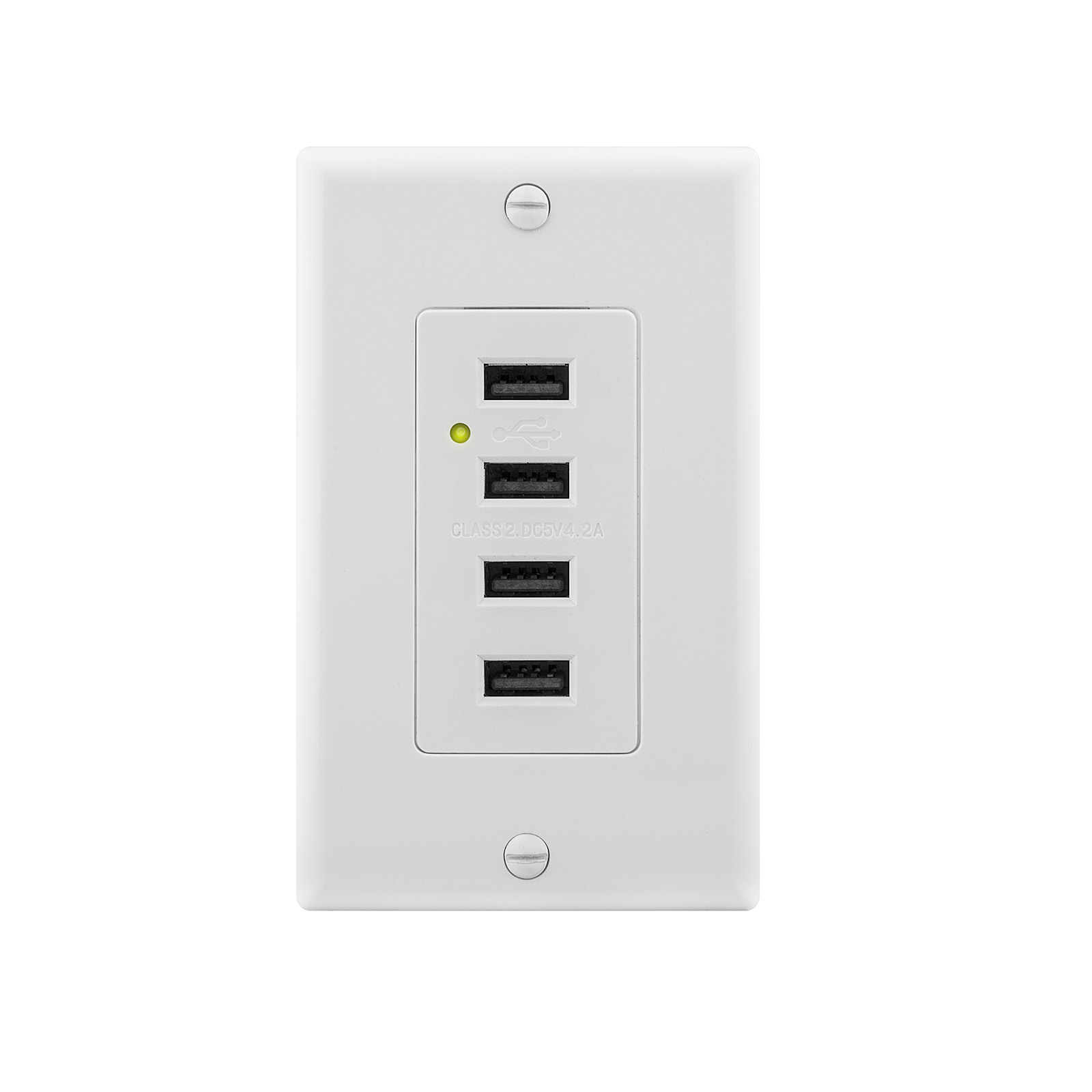 Ora 4.2 Amp Rapid Charging Quad USB Charging Outlet (White)