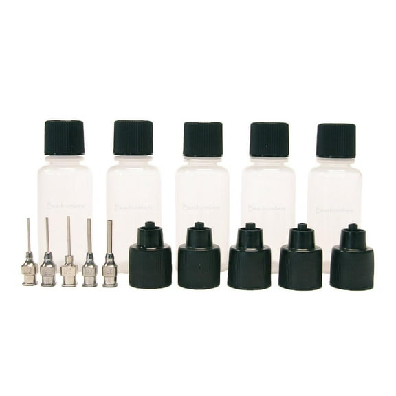 Ora Soft Squeeze LD Plastic Precision Applicator Bottles for Henna Jagua Tattoos Arts Crafts Glue Paint Gels 5 Bottles 5 Tips