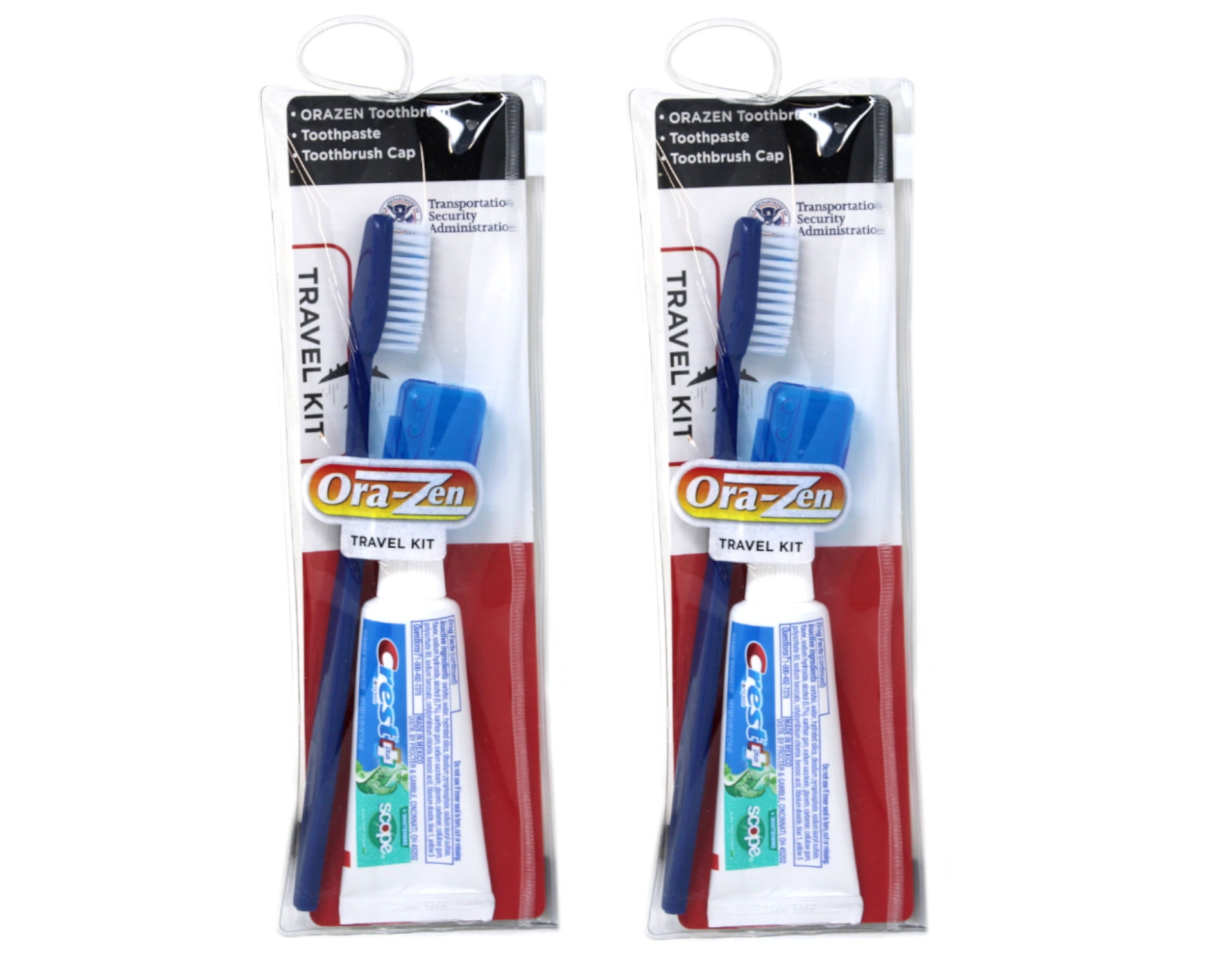 OraZen 3 Piece Toothbrush & Toothpaste Travel Kit Pack of 2