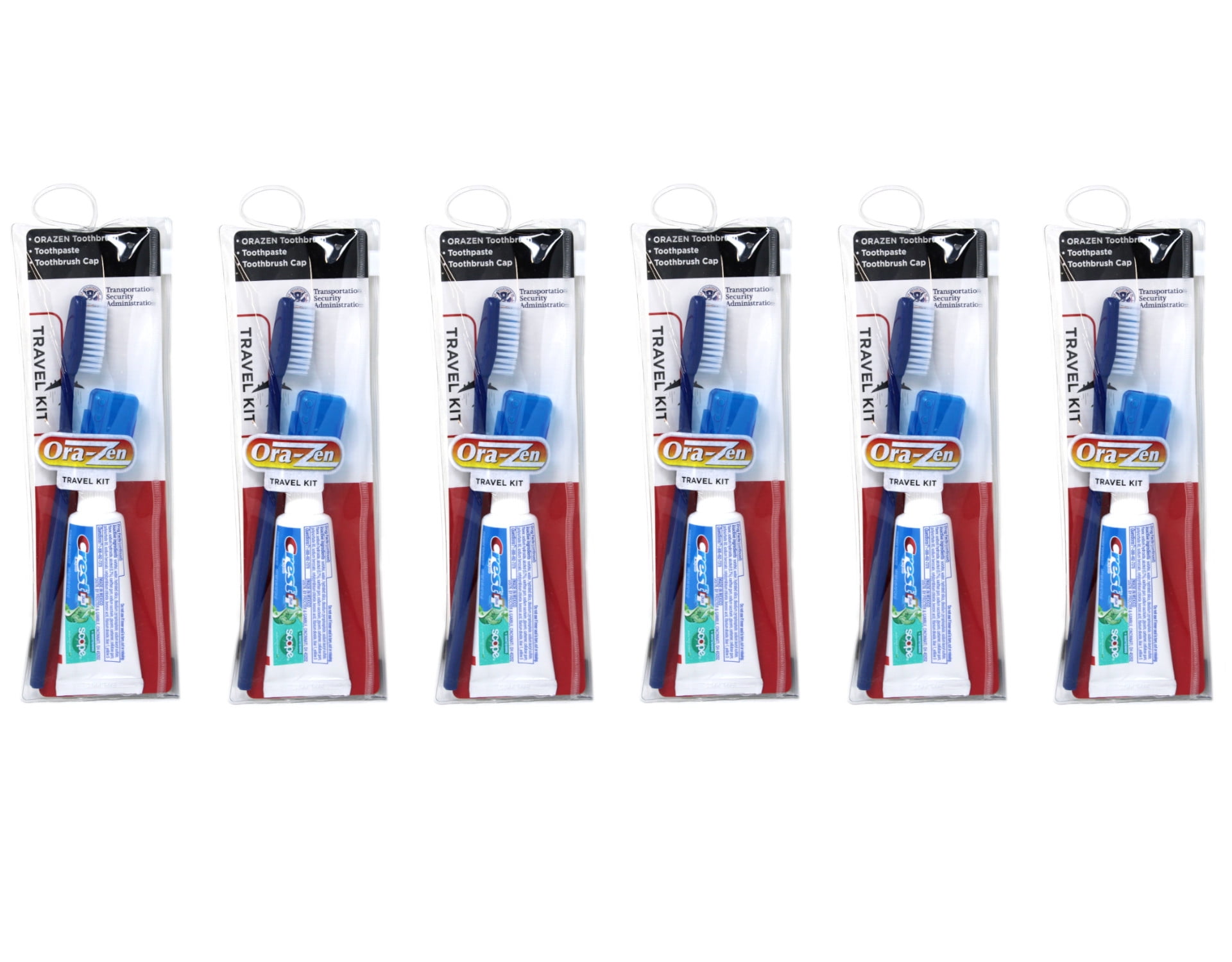 OraZen 3 Piece Toothbrush & Toothpaste Travel Kit Pack of 6