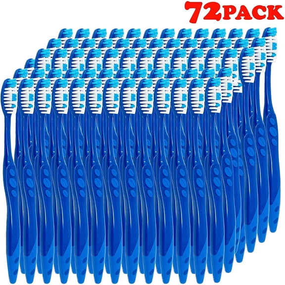 Ora-Zen Pre pasted Disposable Toothbrushes Individually Wrapped Regular Size Head, Soft Bristle Hygienic & Economical Great for Travel Camping Guestroom Car Office School Hotel Airbnb Gifts (72 Pack)