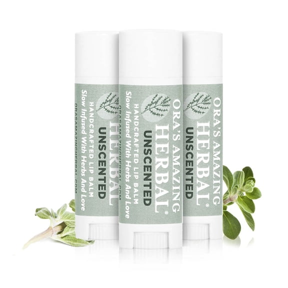 Oras Amazing Herbal Unscented Lip Balm, Fragrance Free Balm for Dry Lips