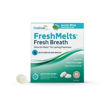 OraCoat FreshMelts Fresh Breath Stick-on Melts for Lasting Freshness, Arctic Mint, 40 Count