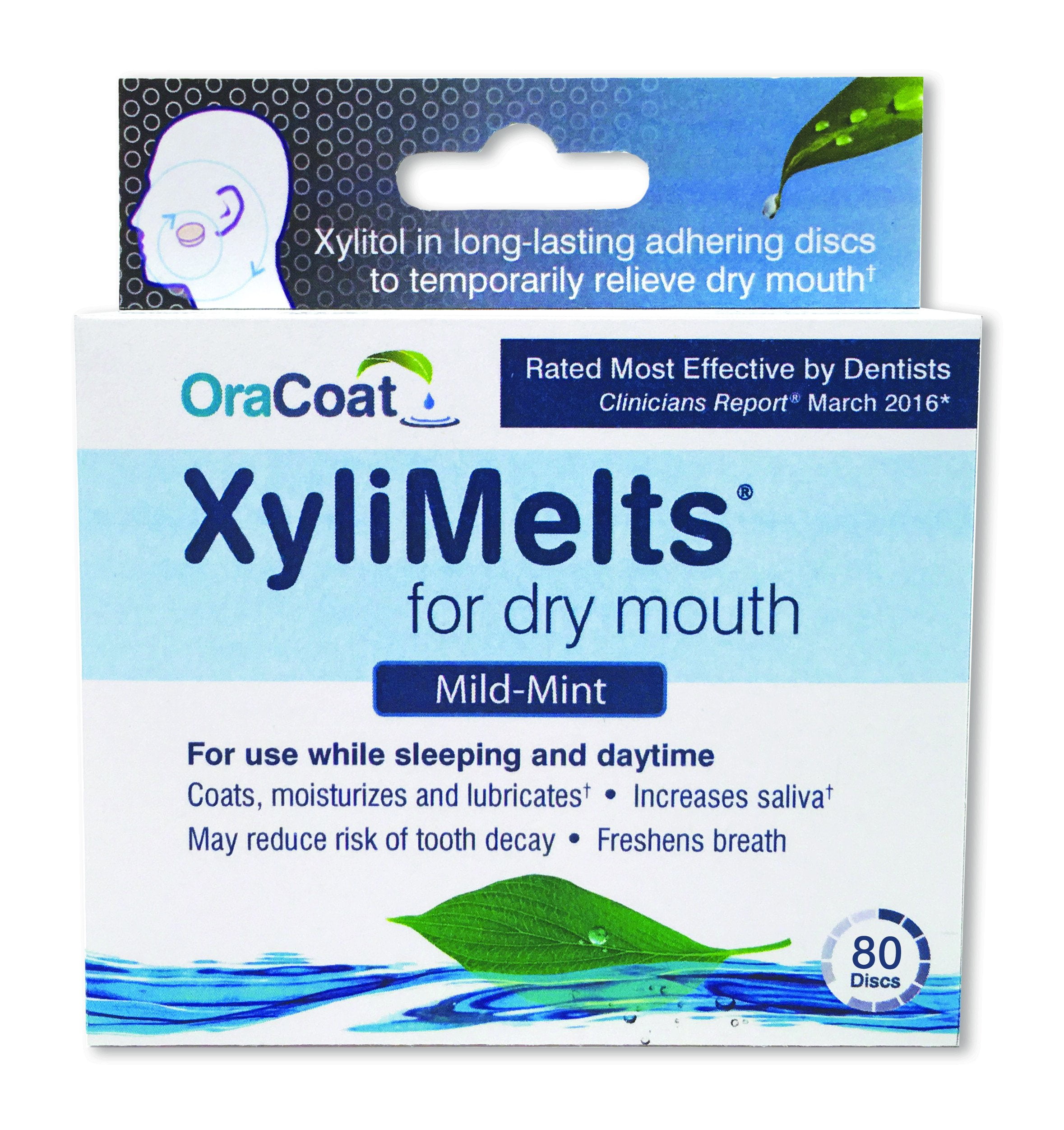 OraCoat XyliMelts for Dry Mouth, Mild Mint, 80 ct Bottle