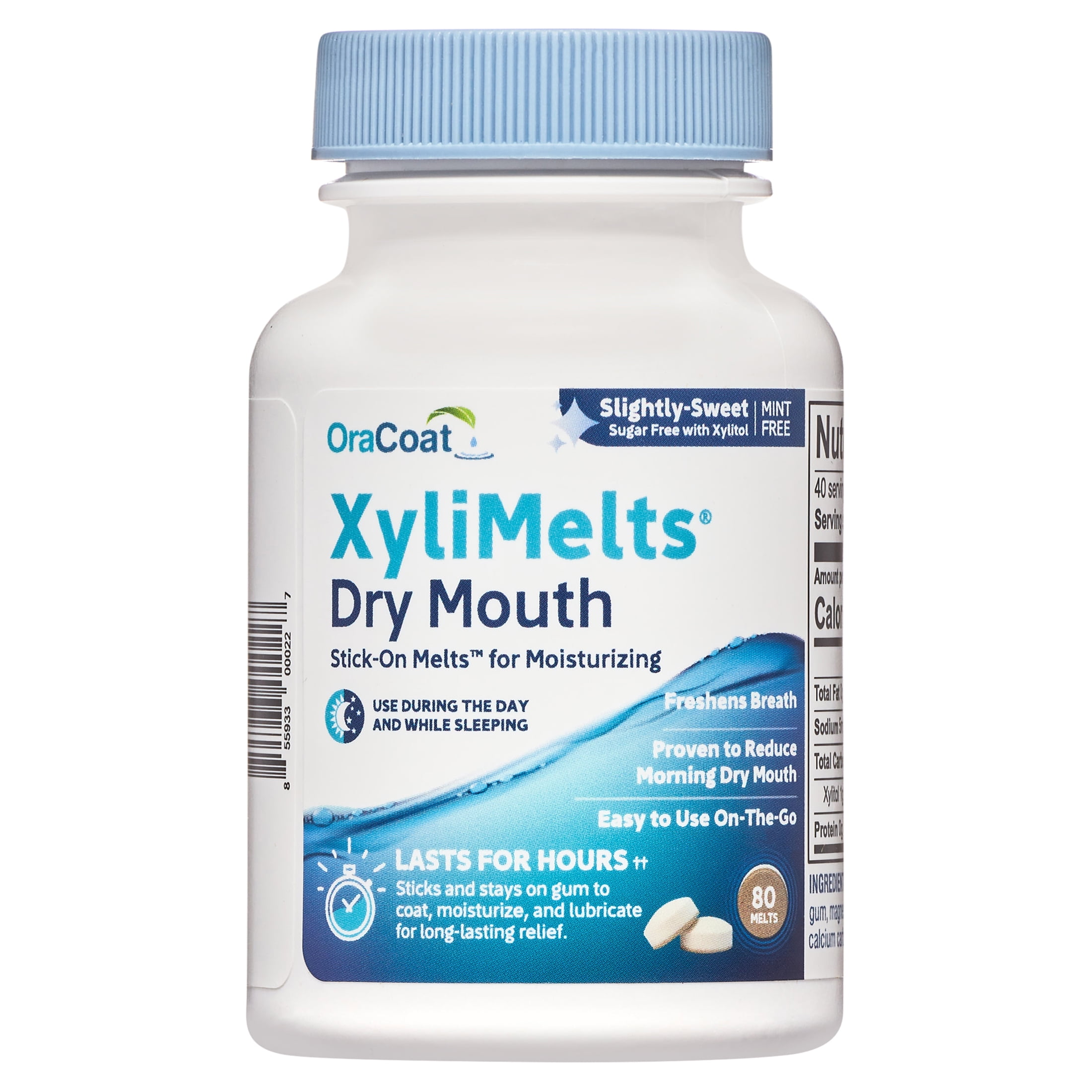 OraCoat XyliMelts for dry mouth, Mint Free, 80 ct Box