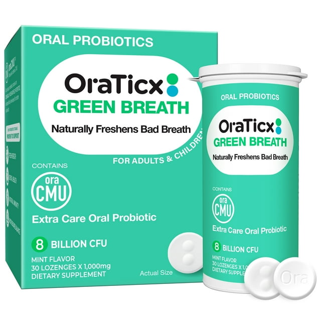 OraTicx Green Breath Oral Probiotics for Freshen Bad Breath, Naturally