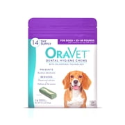 OraVet Dental Care Hygiene Chews for Medium Dogs, 25-50 lbs, 14 ct