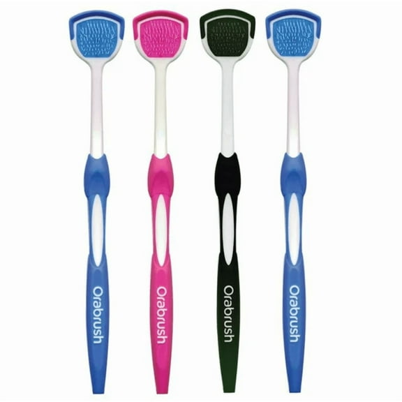 Orabrush Tongue Scraper, Tongue Cleaner Helps Fight Bad Breath, 4 Tongue Scrapers 4 Pack Multicolored