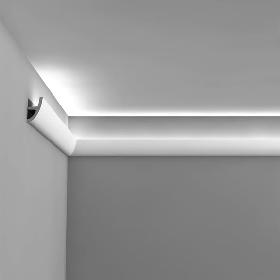 Orac Decor C373 | High Density Polyurethane Foam Moulding | Primed White | 3-3/4in Face x 78in Long | For Indirect Lighting and Hiding Wires Cornice Molding