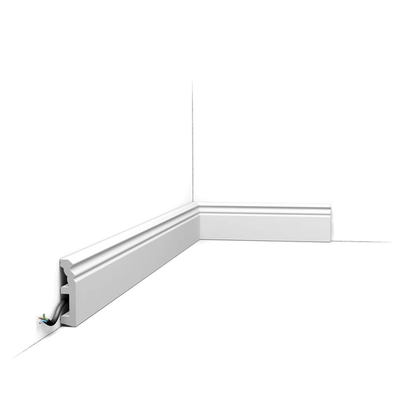Orac Decor | Duropolymer Polystyrene Baseboard Moulding | Primed White | 3-1/8in H x 78-3/4in Long | Pack of 4