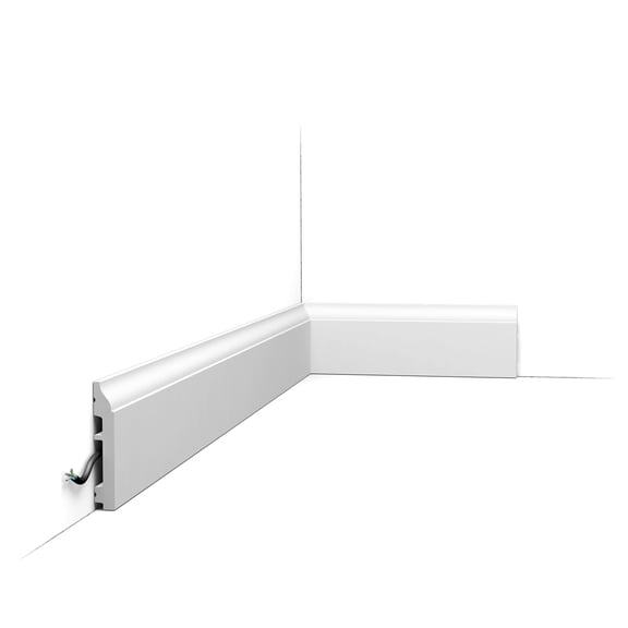 Orac Decor | Duropolymer Polystyrene Baseboard Moulding | Primed White | 3-3/8in H x 78-3/4in Long | Pack of 4