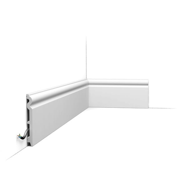 Orac Decor | Duropolymer Polystyrene Baseboard Moulding | Primed White | 5-3/8in H x 78-3/4in Long | Pack of 3