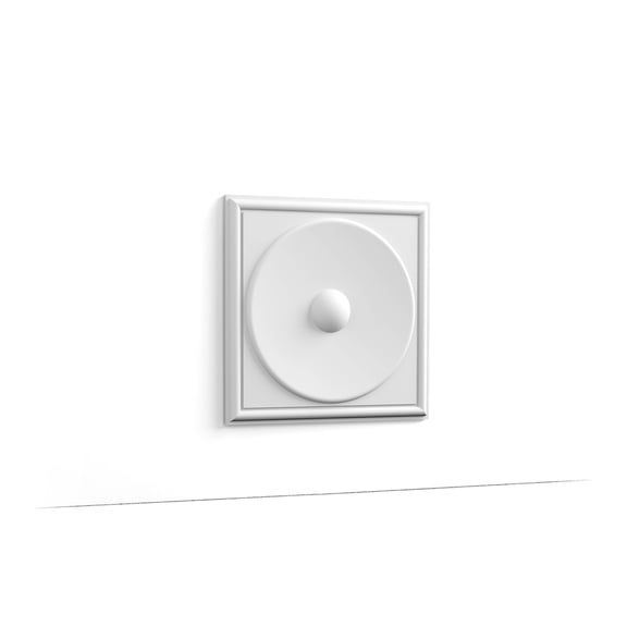 Orac Decor | Purotouch High Density Polyurethane | 3D Wall Covering | Circle Insert Wall Element | Primed White | 13-1/8in H x 13-1/8in W