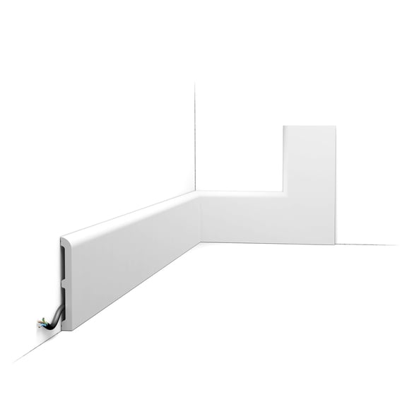 Orac Decor SX184 | High Impact Polystyrene Baseboard Moulding | Primed White | 4-3/8in H x 1/2in Proj
