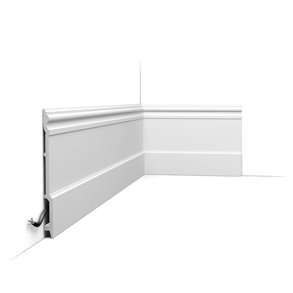 Orac Decor SX191 | High Impact Polystyrene Baseboard Moulding | Primed White | 8-1/4in H x 78in Long