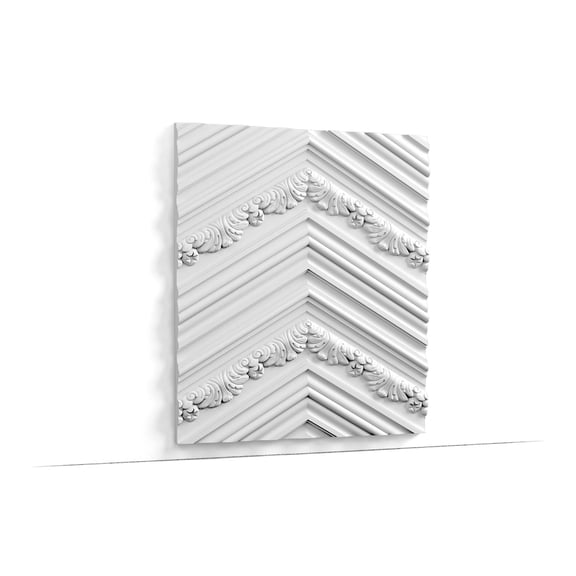 Orac Decor W130 | High Density Polyurethane | 3D Decorative Element | Chevron Wall Element | Primed White | 15-3/4in H x 78-3/4in Long