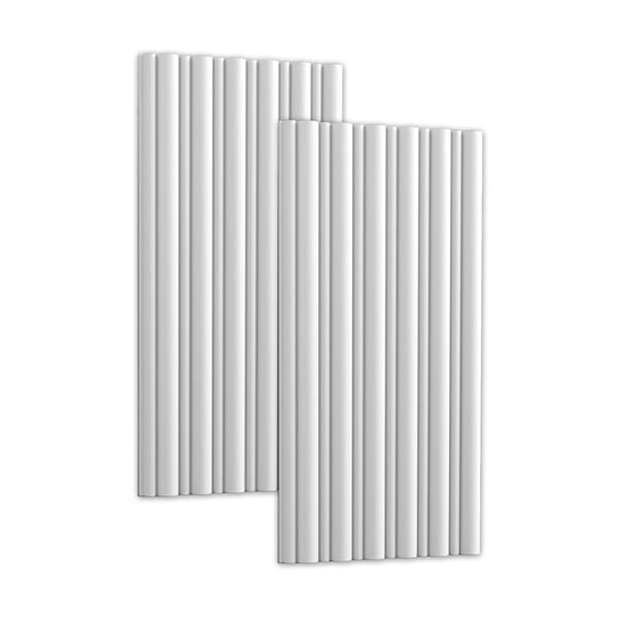 Orac Decor WX211 3D Flute Wall Panel - Duropolymer Polystyrene - Primed White - 10in H x 34in L - Pack of 3 Decorative Wall Elements