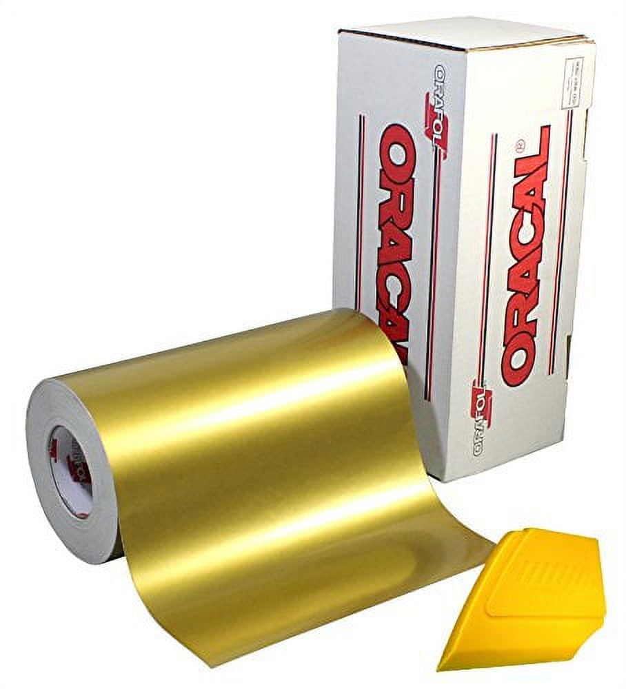 Oracal 651 Permanent Glossy Metallic Gold Adhesive Vinyl (12 x 25ft  w/Detailer) 