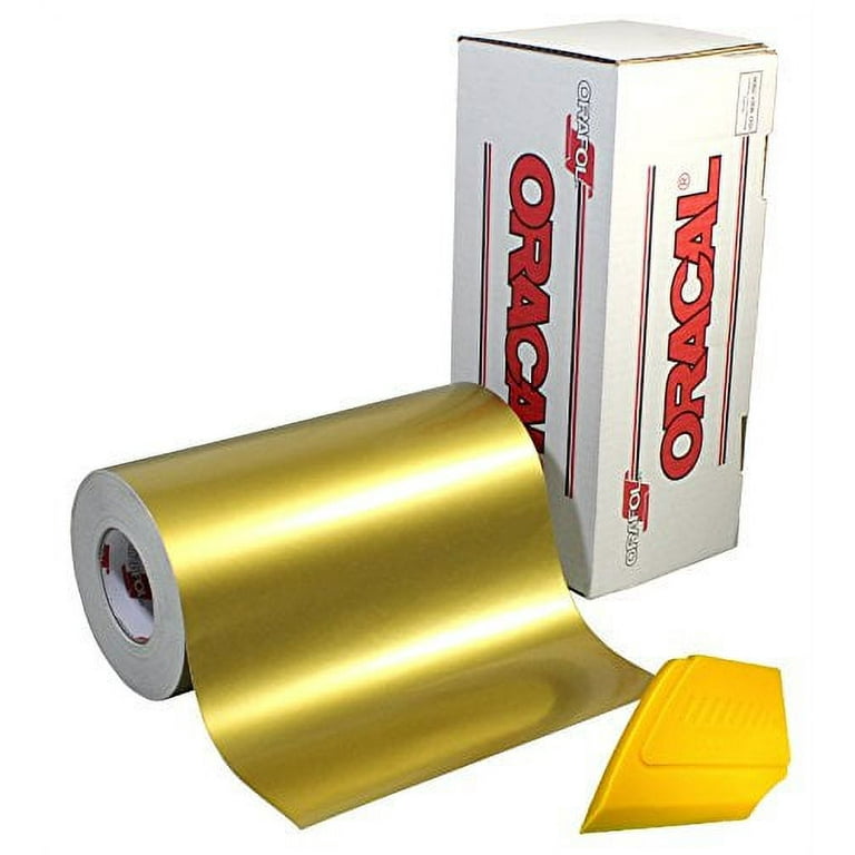 Oracal 651 Permanent Glossy Metallic Gold Adhesive Vinyl (12 x 25ft w/Detailer)