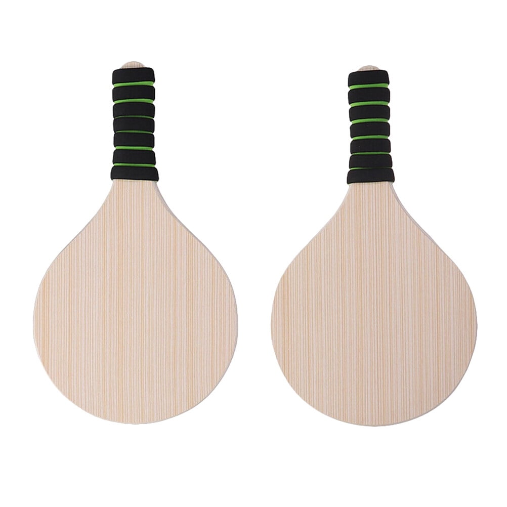 Oraceous 1 Pair Wooden Beach Game Bat Badminton Racket for Outdoor Game Beach Party (Random Handle Color)