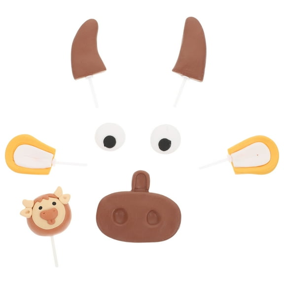 Oraceous 1 Set Lovely Cow Cake Decoration Materials with Cow Figurine for Party Decor