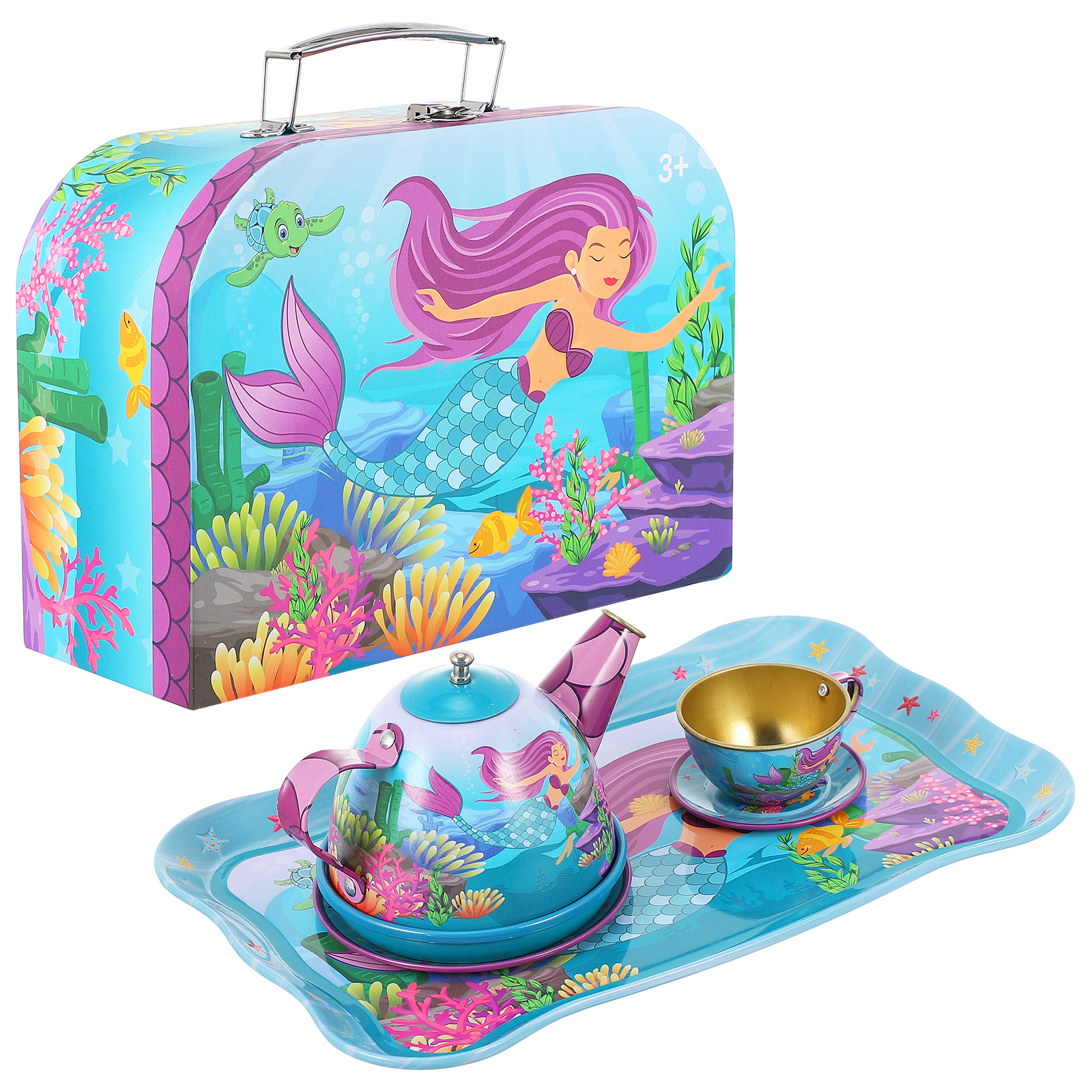 Oraceous 1 Set Mermaid Fake Tea Set Toy Faux Tea Ware Set Kids Play ...
