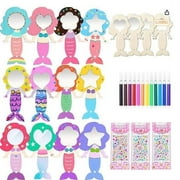 Oraceous 1 Set Mermaid Handheld Mirror Diy Kit Wooden Craft Mirrors Party Favors Diy Coloring Mermaid Handheld Mirrors Mermaid Party Games
