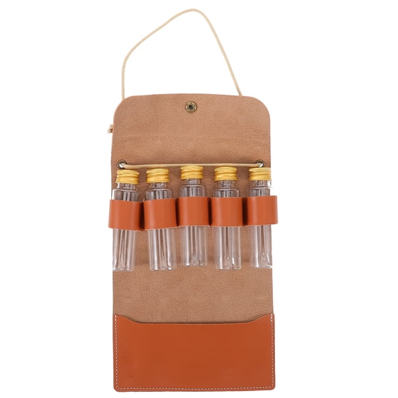 Oraceous 1 Set Portable Spice Bag For Travel Camping With 5 Glass Jars Foldable Canvas Seasoning Storage Bag Condiment Container For Outdoor Picnic Bbq