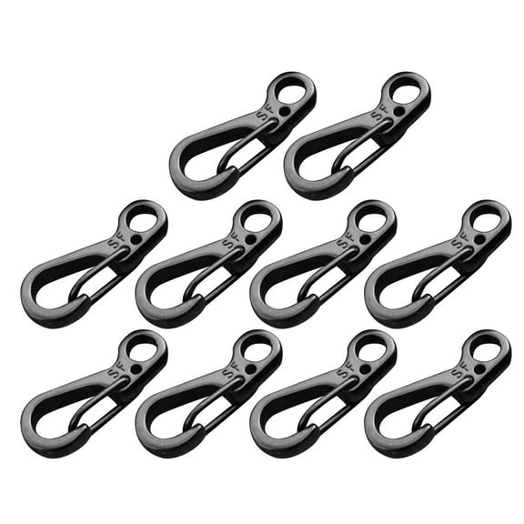Oraceous 10Pcs Mini Carabiner Clip Bottle Backpack Keychain Lock Hook for Umbrella Rope Parachute Cord Outdoor Clasps Survival Gear (Black)