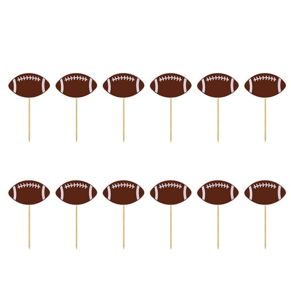 Oraceous 12pcs Creative Cupcake Toppers Sports Rugby Cake Picks Dessert Decor Party Supplies for Birthday (Rugby)