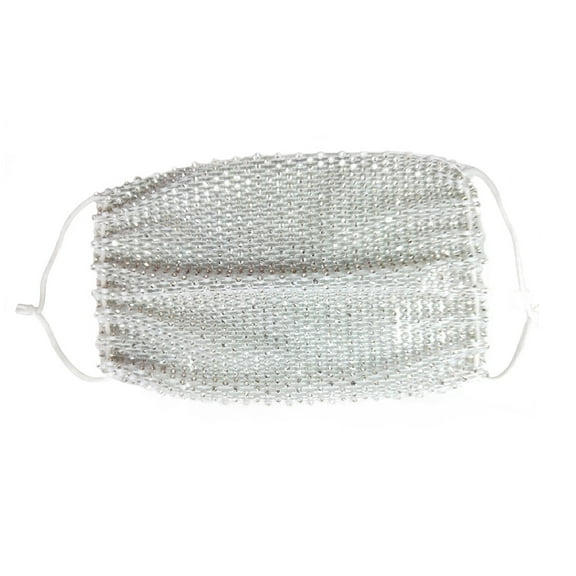 KALLORY Fashionable Rhinestone Face Mask for Women White ABS Material Breathable Comfortable