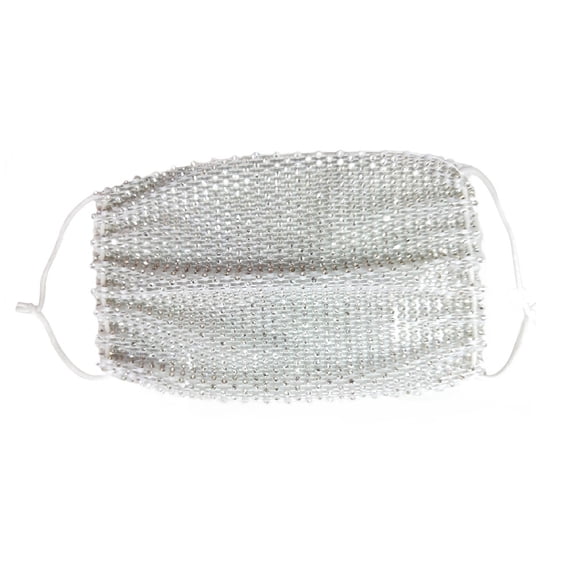 KALLORY Fashionable Rhinestone Face Mask for Women White ABS Material Breathable Comfortable