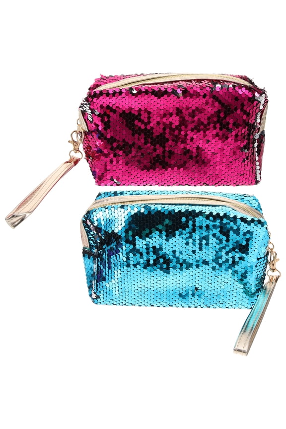2 Pcs Glitter Purse Girl's Heart Wallet Makeup Pouch Portable Change Small Purse for Girls Women (Random Color)