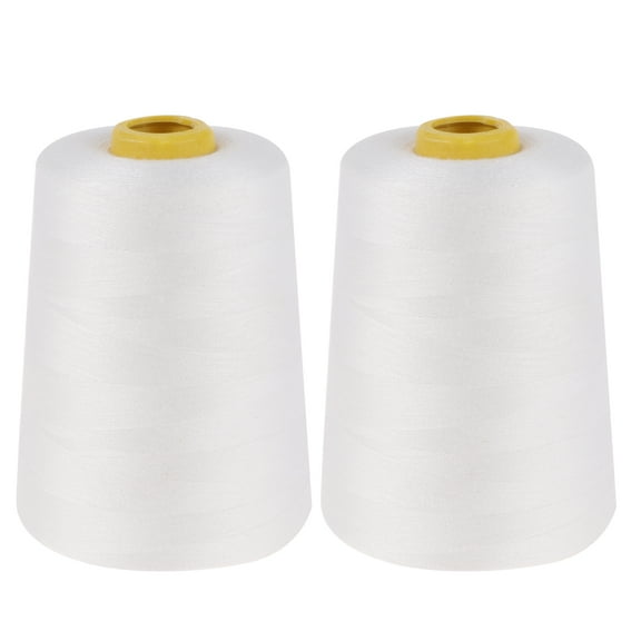 Oraceous 2 Rolls Polyester Sewing Threads High Polyester Threads Wear Resistant Sewing Threads Sewing Machine Tower Thread Sturdy Sewing Machine Accessory for Home Store (White 5400M/Roll)