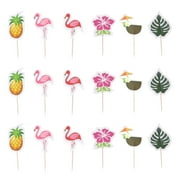 Oraceous Pcs Cupcake Toppers Summer Flamingo Pineapple Birthday Party Cake Picks Food Decoration Supplies for Hawaiian Luau